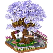 NICKSUN Sakura Tree House Mini Building Set, Purple Cherry Blossom Building Model, Architecture DIY Toy for Kid and Adult (2200 Pieces)