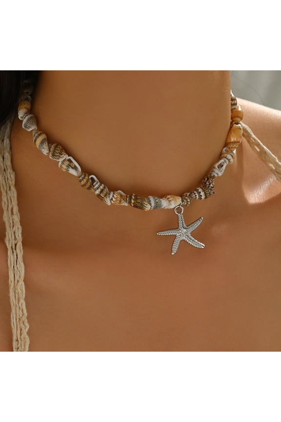 Shell Choker Necklace for Women Adjustable Natural Seashell Necklace Handmade Cowrie Shell Clavicle Necklace Beach Boho Jewelry