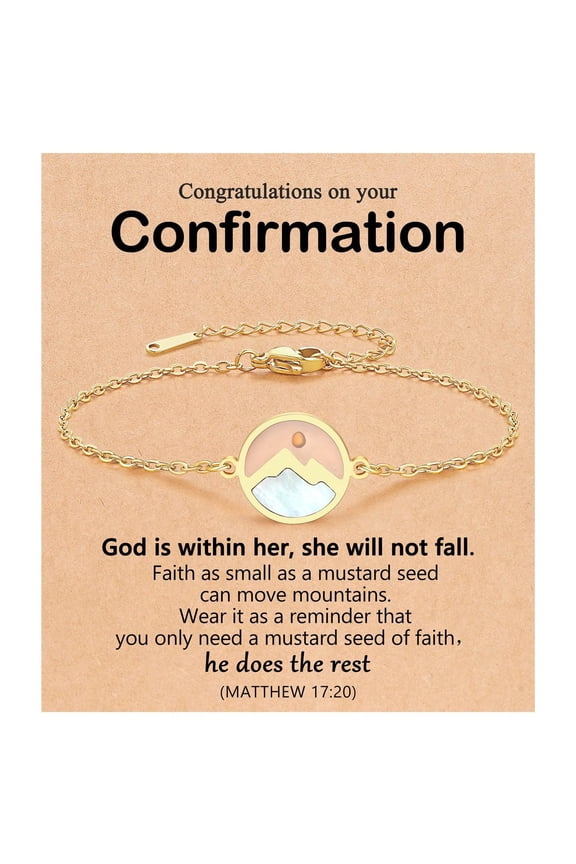 Silver/Gold Move Mountains-Mustard Seed Link Bracelet Catholic Christian Easter Christmas Birthday Gifts for Women Her