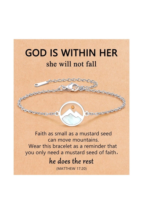 Silver/Gold Move Mountains-Mustard Seed Link Bracelet Catholic Christian Easter Christmas Birthday Gifts for Women Her