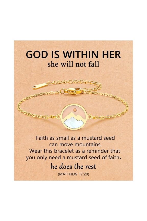 Silver/Gold Move Mountains-Mustard Seed Link Bracelet Catholic Christian Easter Christmas Birthday Gifts for Women Her