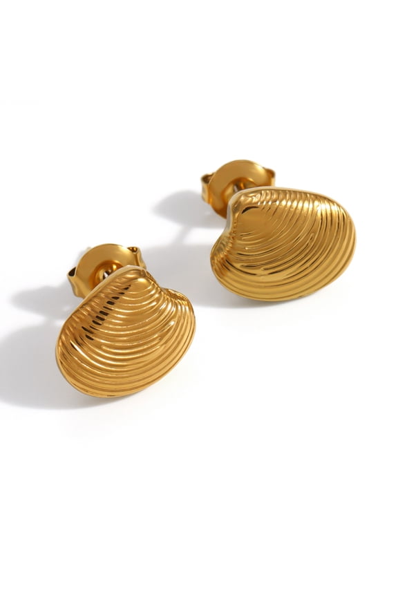 Stainless Steel Conch Shell Earring Studs 18k Gold Plated Spiral Seashell Earrings for Women Huggie Hoop Seashell Earrings Set Summer Beach Jewelry Gifts
