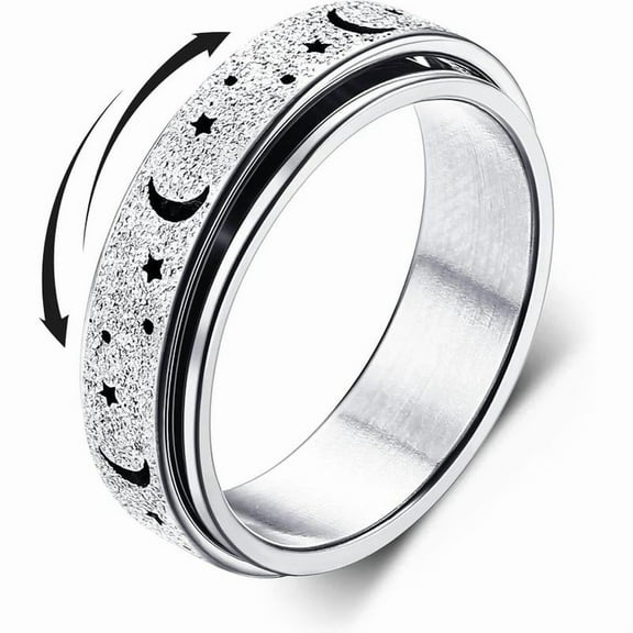 NICKSUN Stainless Steel Fidget Rings for Anxiety for Women Spinner Ring 6mm Rose Gold Ring Thumb Ring Size 5-13