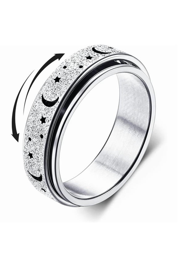 Stainless Steel Fidget Rings for Anxiety for Women Spinner Ring 6mm Rose Gold Ring Thumb Ring Size 5-13