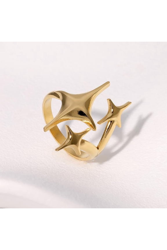 Star stainless steel ring four-pointed star index finger ring for men and women, daily wear