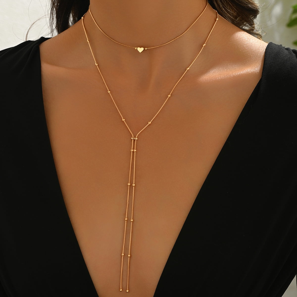 NICKSUN Statement Gold Heart Long Chain Y Necklaces for Women Trendy ...