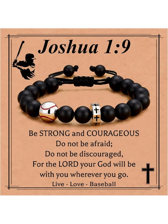 Stocking Stuffers Christmas Gift- Baseball/Basketball/Football/Soccer Bracelet for Boys Cross Beaded Bracelet Gifts for Son Grandson Players Team Fan Friends,Birthday Christmas Gifts for Men