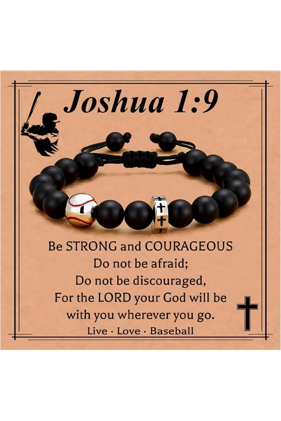 Stocking Stuffers Christmas Gift- Baseball/Basketball/Football/Soccer Bracelet for Boys Cross Beaded Bracelet Gifts for Son Grandson Players Team Fan Friends,Birthday Christmas Gifts for Men