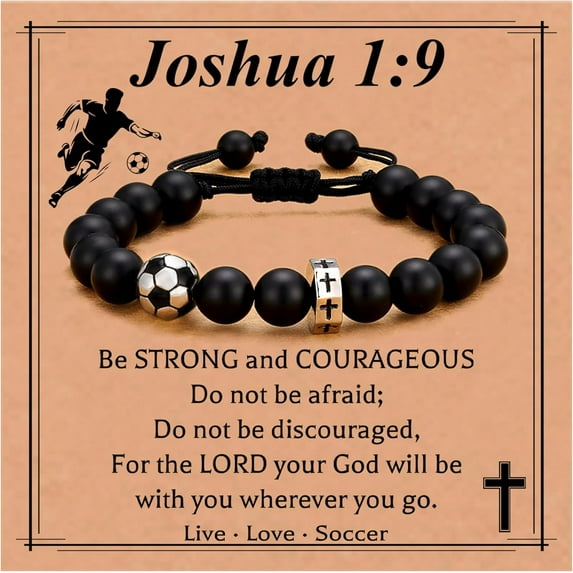 NICKSUN Stocking Stuffers Christmas Gift- Baseball/Basketball/Football/Soccer Bracelet for Boys Cross Beaded Bracelet Gifts for Son Grandson Players Team Fan Friends,Birthday Christmas Gifts for Men