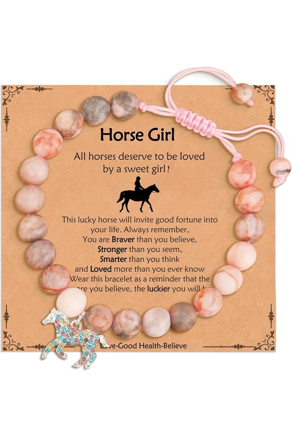 Stocking Stuffers Christmas Gifts - Axolotl/Horse Charm Pearl Beads Bracelet for Girls Grandkids Teens, Cute Stuff Birthday Jewelry for Kids Lovers Women