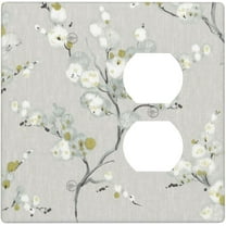 NICKSUN Taupe Floral Combination Wall Plate, 2 Gang 1 Blank 1 Duplex Outlet Cover Decorative Switch Plate for Office Home Decor, 4.5 x 4.5 Inch