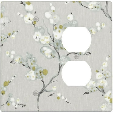 NICKSUN Taupe Floral Combination Wall Plate, 2 Gang 1 Blank 1 Duplex Outlet Cover Decorative Switch Plate for Office Home Decor, 4.5 x 4.5 Inch
