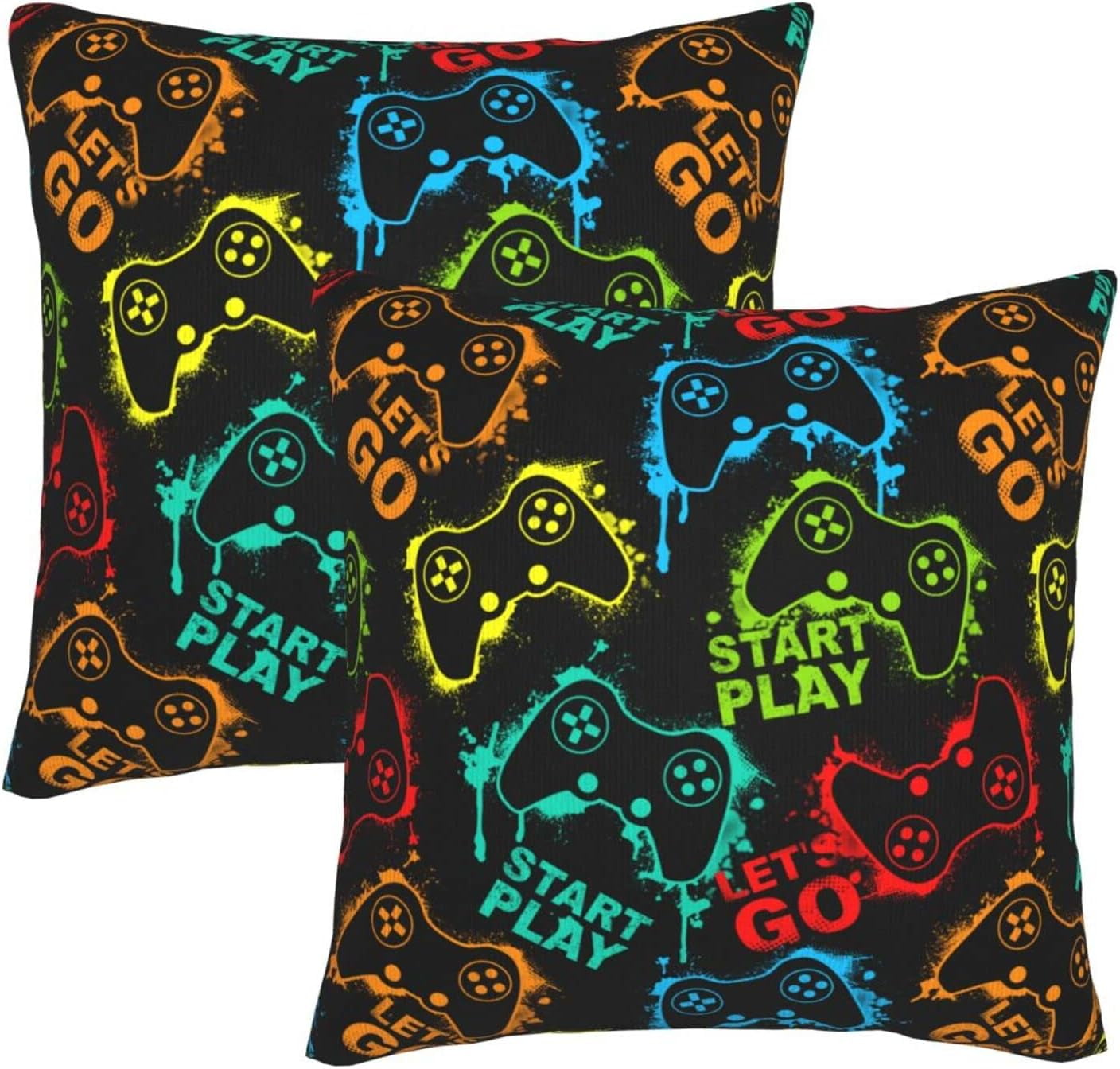 NICKSUN Throw Pillow Covers 18x18 Inches Set of 2, Game Theme Gamer