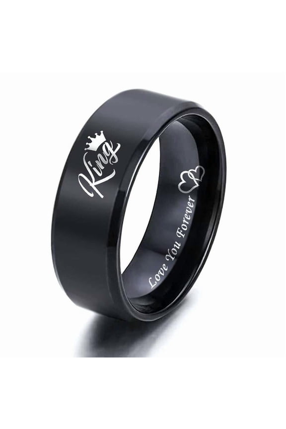 Titanium steel ring king queen ring love you forever heart to heart couple ring men and women daily wear couple gift