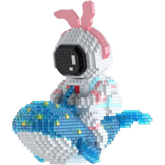 NICKSUN Travel in Space Astronaut Mini Building Blocks for Teens and Adults, Space Micro Building Kits Toys with Led Lighting Kit Gifts - Compatible with Nano(1450 Pieces)