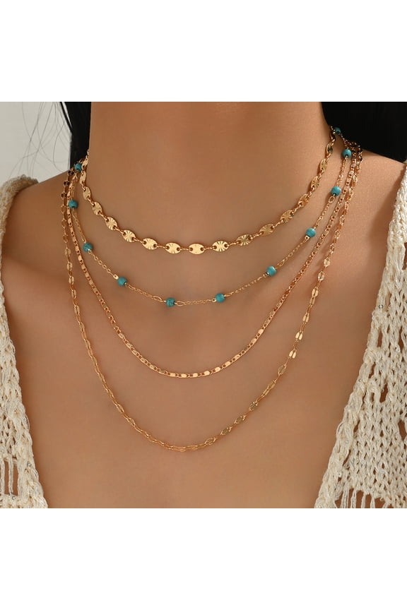 Turquoise Jewelry for Women 14K Gold Layered Turquoise Necklaces Boho Layered Western Necklace Summer Jewelry Gift