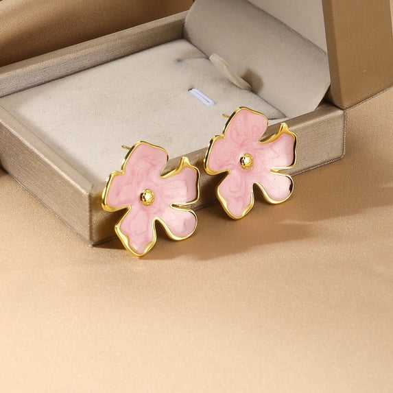 NICKSUN Vintage Flower Earrings for Women Colorful Drip Oil Flower Stud Earrings Enamel Lightweight Earring Trendy Irregular Statement Floral Earrings Fashion Jewelry