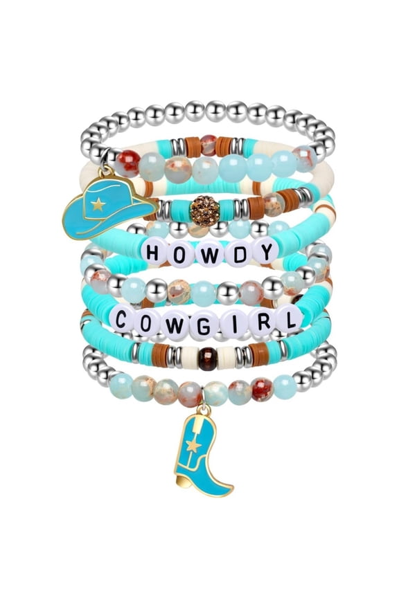 Western Cowgirl Bracelets Cowgirl Beaded Stretch Bracelets for Women Summer Beach Jewelry Accessories Christmas Birthday Gifts