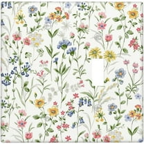 NICKSUN Wild Flower Combination Wall Plate, 2 Gang 1 Blank 1 Toggle Outlet Cover Decorative Switch Plate for Office Home Decor, 4.5 x 4.5 Inch