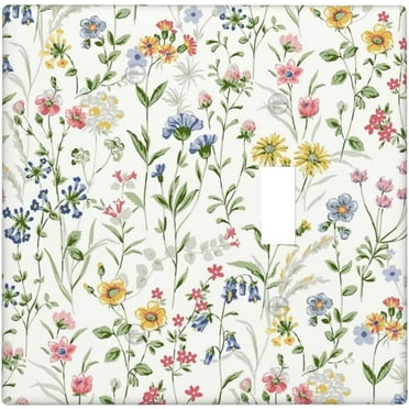 NICKSUN Wild Flower Combination Wall Plate, 2 Gang 1 Blank 1 Toggle Outlet Cover Decorative Switch Plate for Office Home Decor, 4.5 x 4.5 Inch