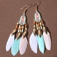 thumbnail image 1 of NICKSUN Women Faux Feather Earrings Bohemian Fringe Tassel Long Drop Dangle Earrings Set with Design for Women, 1 of 7