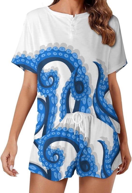 Pyjama Octopus NICKSUN Women's 2 Piece Summer Pajamas Suit, Soft Comfy Sleepwear with ...