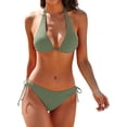thumbnail image 1 of NICKSUN Women's Bikini Sets Two Piece Bathing Suits Sexy Textured Halter Padded Bikini Swimsuits Side Tie Thong Bottom Swimwear, 1 of 6