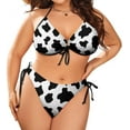 thumbnail image 1 of NICKSUN Women's Halter Padded Top Tie Side Bottom Swimsuit Cow Print 2 Piece Plus Size Bikini Bathing Suits, 1 of 5
