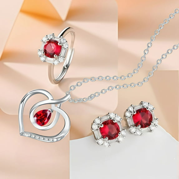 NICKSUN Women's Simple Heart Pendant Necklace, Birthstone Luxury Necklace, Set With Sparkling White Cubic Zirconia, Fashion Jewelry Suitable For Women as Gift For Birthday And Anniversary