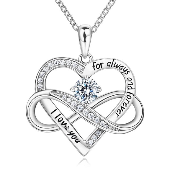 NICKSUN Womens Sparkling Infinity Love Necklace Birthday Gifts for Women Dainty Adjustable Love Heart Pendant Necklaces