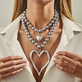thumbnail image 1 of NICKSUN Y2k Large Hollow Heart Necklaces for Women, Big Chunky Heart Pendant Necklace Exaggerated Double Layered Hearts Gold/Silver Beaded Choker Necklace Dainty Statement Jewelry Gift, 1 of 7