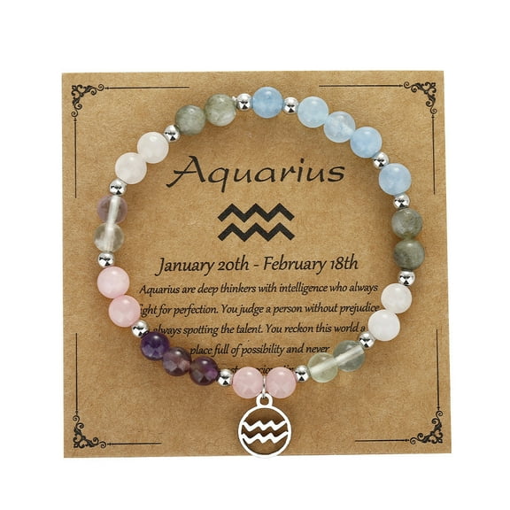 NICKSUN Zodiac Bracelets for Women Men 12 Constellations Crystal Stretch Bracelet Zodiac Sign Natural Stone Beaded Bracelet Jewelry Birthday Gift