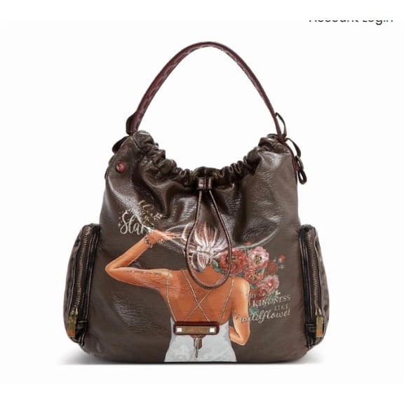NICOLE LEE BLIND DATE DENIM DRAWSTRING BAG