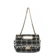 NICOLE LEE TWEED CLUTCH FLAP BAG
