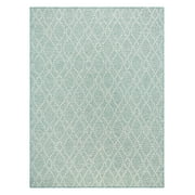 NICOLE MILLER NEW YORK Corin Distressed Indoor Outdoor Area Rug, UV Fade Resistant, Low Pile, Aqua/Cream, 710x102