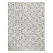 NICOLE MILLER NEW YORK Corin Ogee Indoor Outdoor Area Rug, UV Fade Resistant, Low Pile, Warm Grey/Cream, 52x72