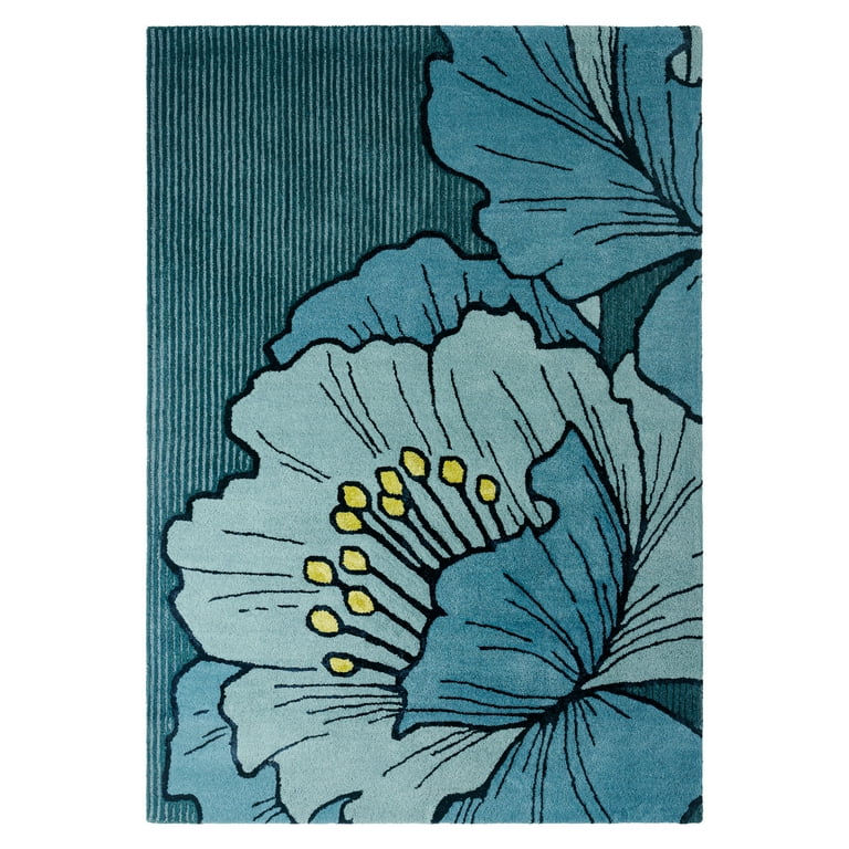 【超メルカリ市限定価格】Flower RUG illustrated flora Nicole Miller Flora Bloom Area Rug - Bold Floral Design - 8x10