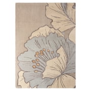 NICOLE MILLER NEW YORK Flora Grandeur Bloom Handcrafted Area Rug, Natural Wool Rug, Bold Floral Rug, Taupe, 8x10