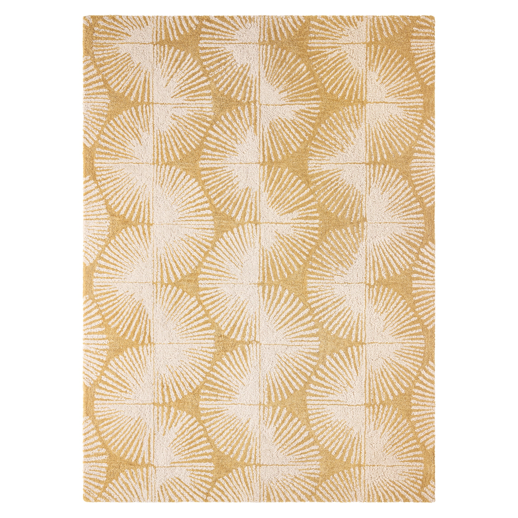 NICOLE MILLER NEW YORK Kendall Slinky Geo Handcrafted Area Rug, 100% Wool Rug, Gold, 9'x12'