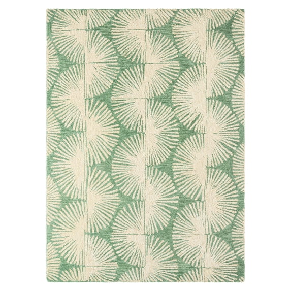 NICOLE MILLER NEW YORK Kendall Slinky Geo Handcrafted Area Rug, 100% Wool Rug, Green, 5'x7’