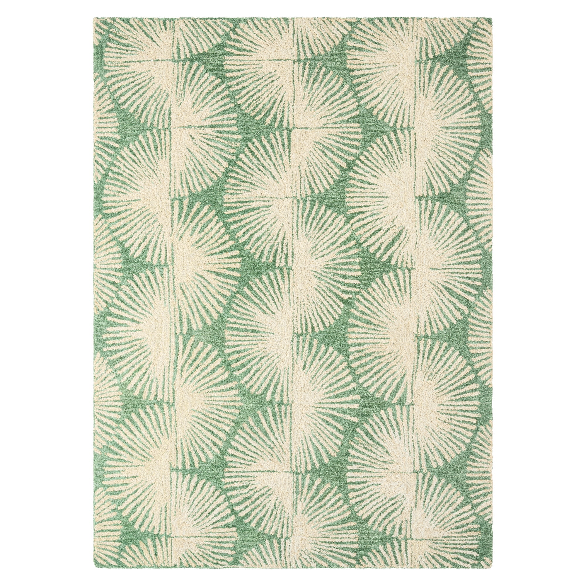 NICOLE MILLER NEW YORK Kendall Slinky Geo Handcrafted Area Rug, 100% Wool Rug, Green, 8'x10'