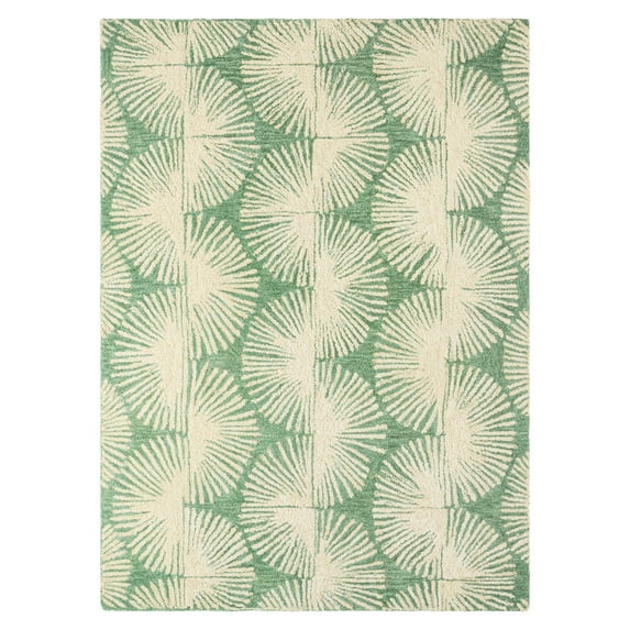 NICOLE MILLER NEW YORK Kendall Slinky Geo Handcrafted Area Rug, 100% Wool Rug, Green, 8'x10'