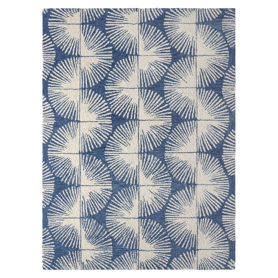 NICOLE MILLER NEW YORK Kendall Slinky Geo Handcrafted Area Rug, 100% Wool Rug, Navy Blue, 6'x9'