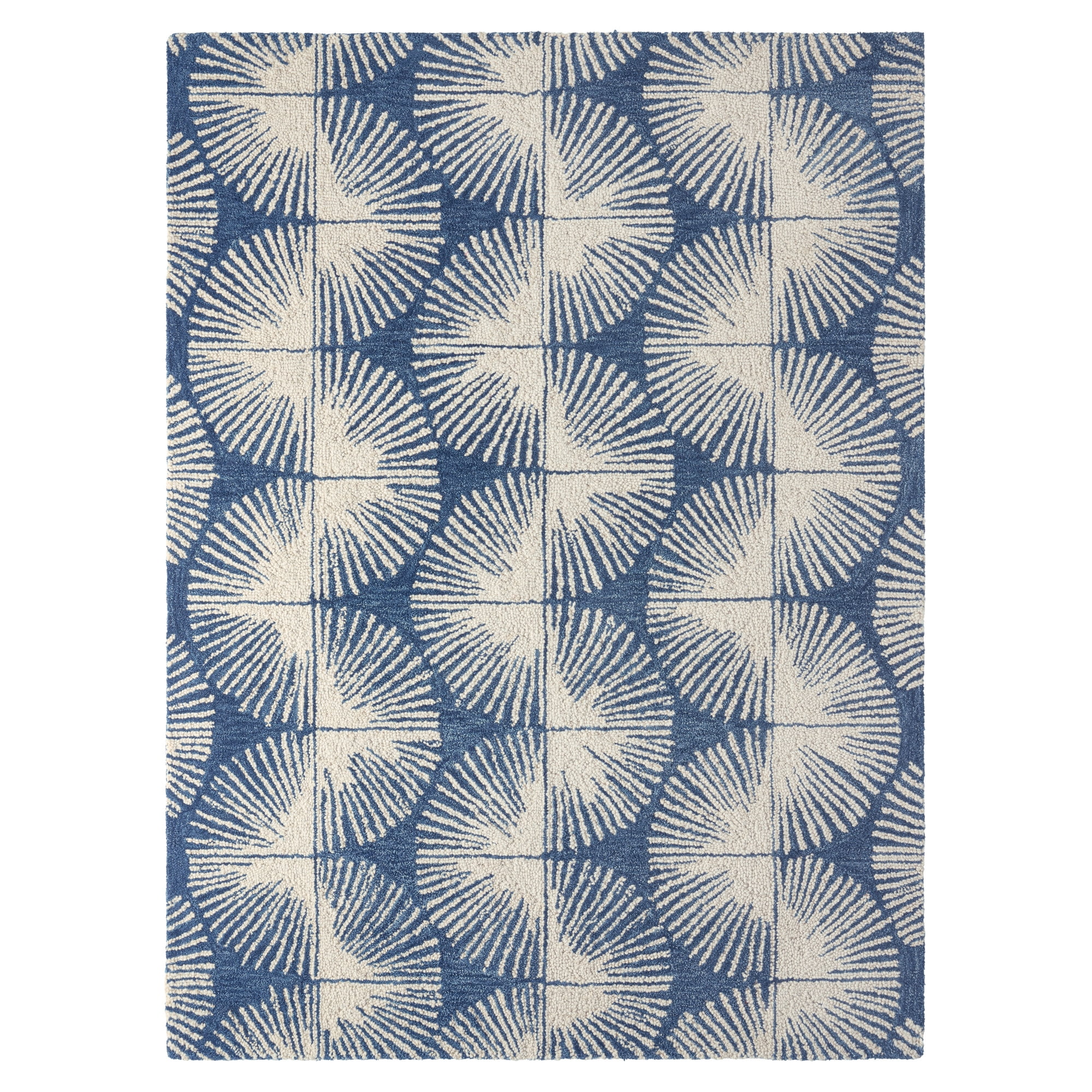 NICOLE MILLER NEW YORK Kendall Slinky Geo Handcrafted Area Rug, 100% Wool Rug, Navy Blue, 8'x10'
