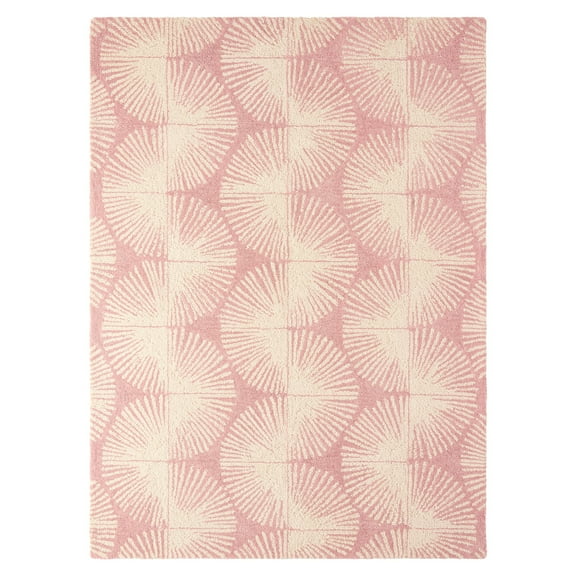 NICOLE MILLER NEW YORK Kendall Slinky Geo Handcrafted Area Rug, 100% Wool Rug, Rose, 3'x5'