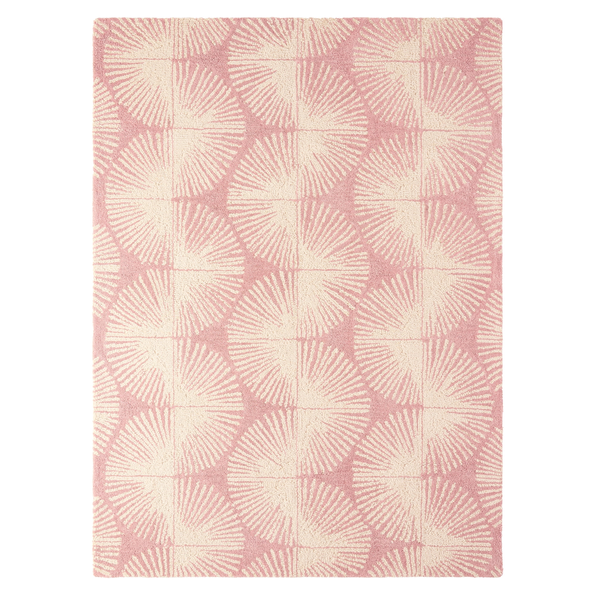 NICOLE MILLER NEW YORK Kendall Slinky Geo Handcrafted Area Rug, 100% Wool Rug, Rose, 5'x7’