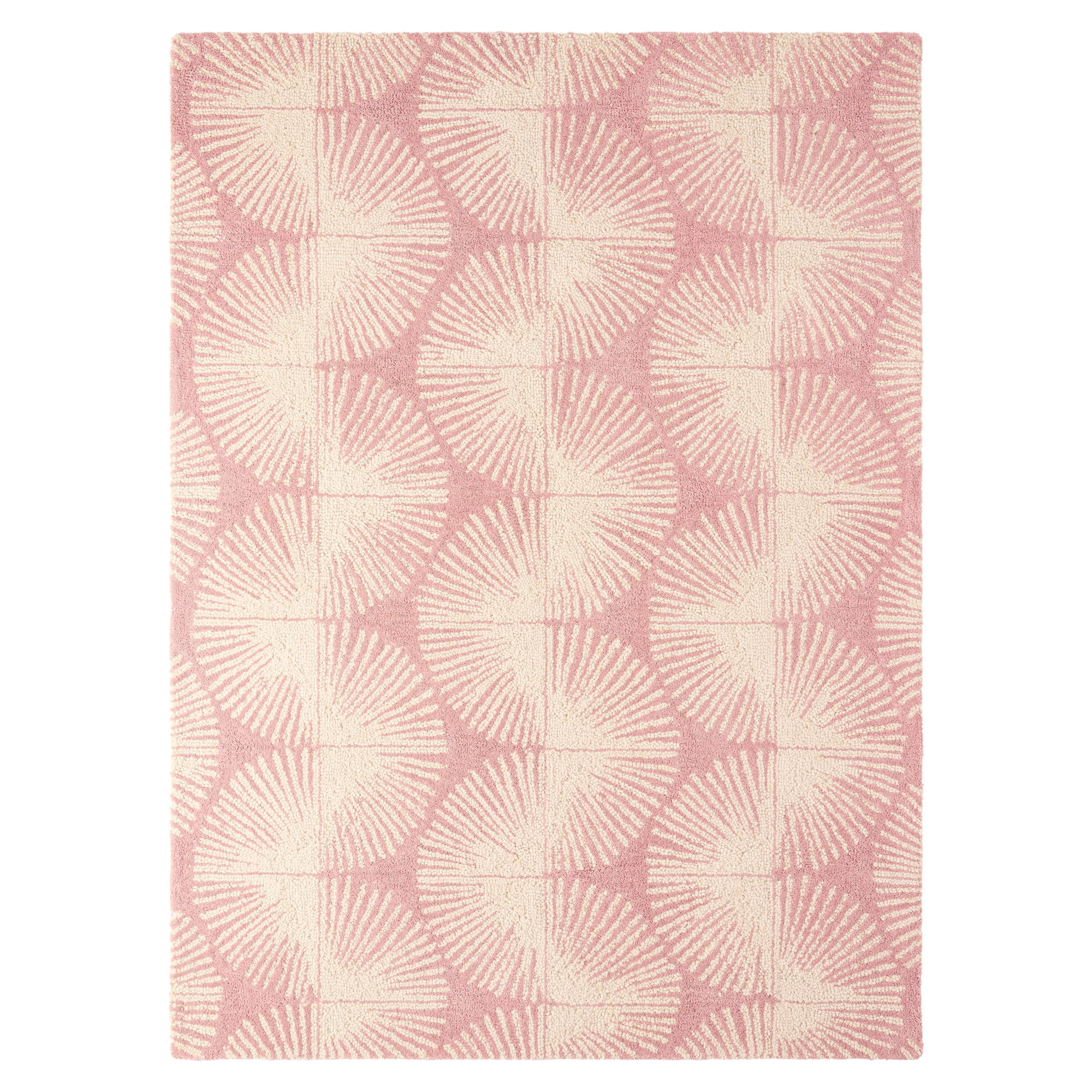 NICOLE MILLER NEW YORK Kendall Slinky Geo Handcrafted Area Rug, 100% Wool Rug, Rose, 6'x9'
