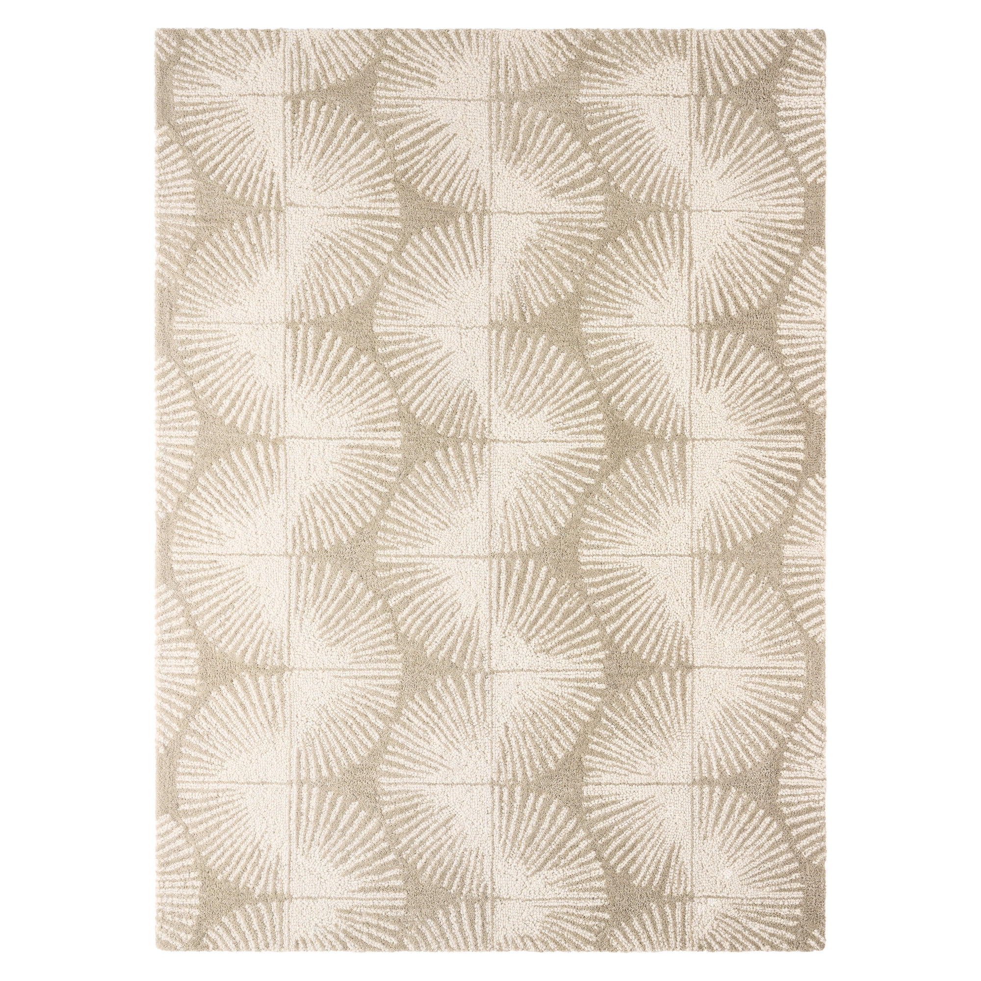NICOLE MILLER NEW YORK Kendall Slinky Geo Handcrafted Area Rug, 100% Wool Rug, Taupe, 3'x5'