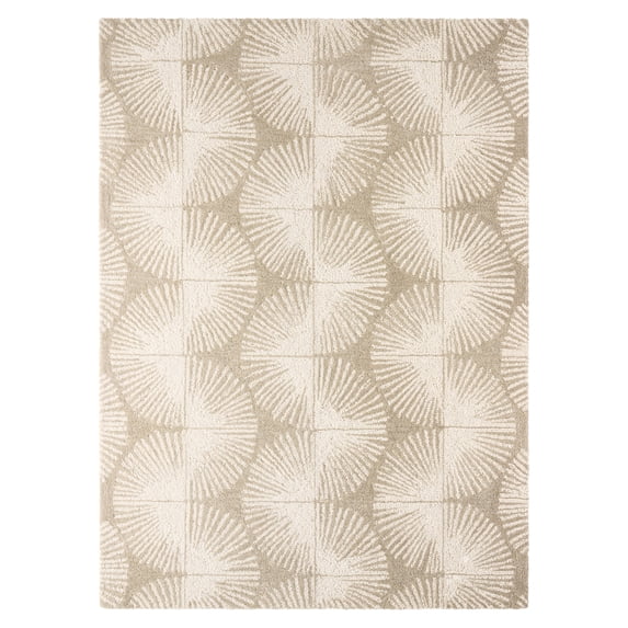 NICOLE MILLER NEW YORK Kendall Slinky Geo Handcrafted Area Rug, 100% Wool Rug, Taupe, 3'x5'