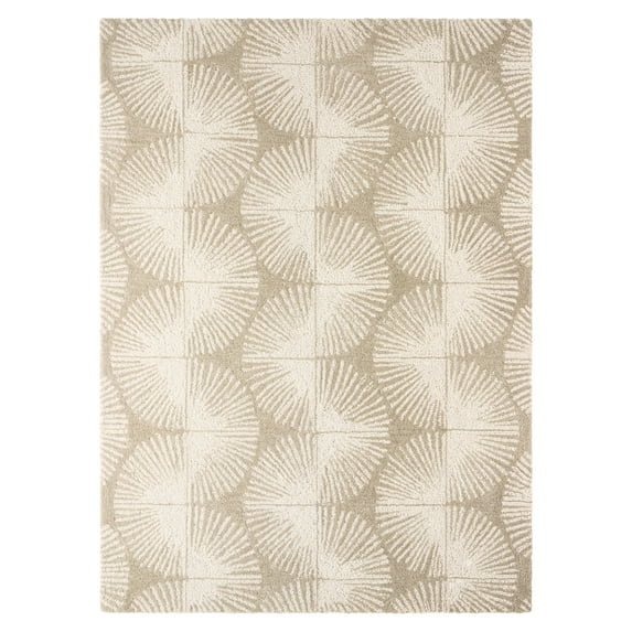 NICOLE MILLER NEW YORK Kendall Slinky Geo Handcrafted Area Rug, 100% Wool Rug, Taupe, 5'x7’